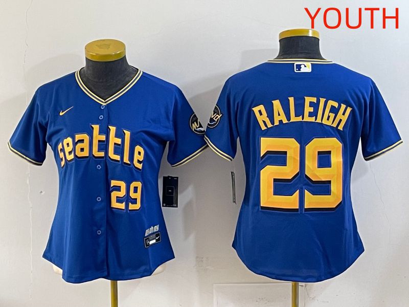 Youth 2025 Seattle Mariners #29 Raleigh Blue City Edition Nike MLB Jersey style 7